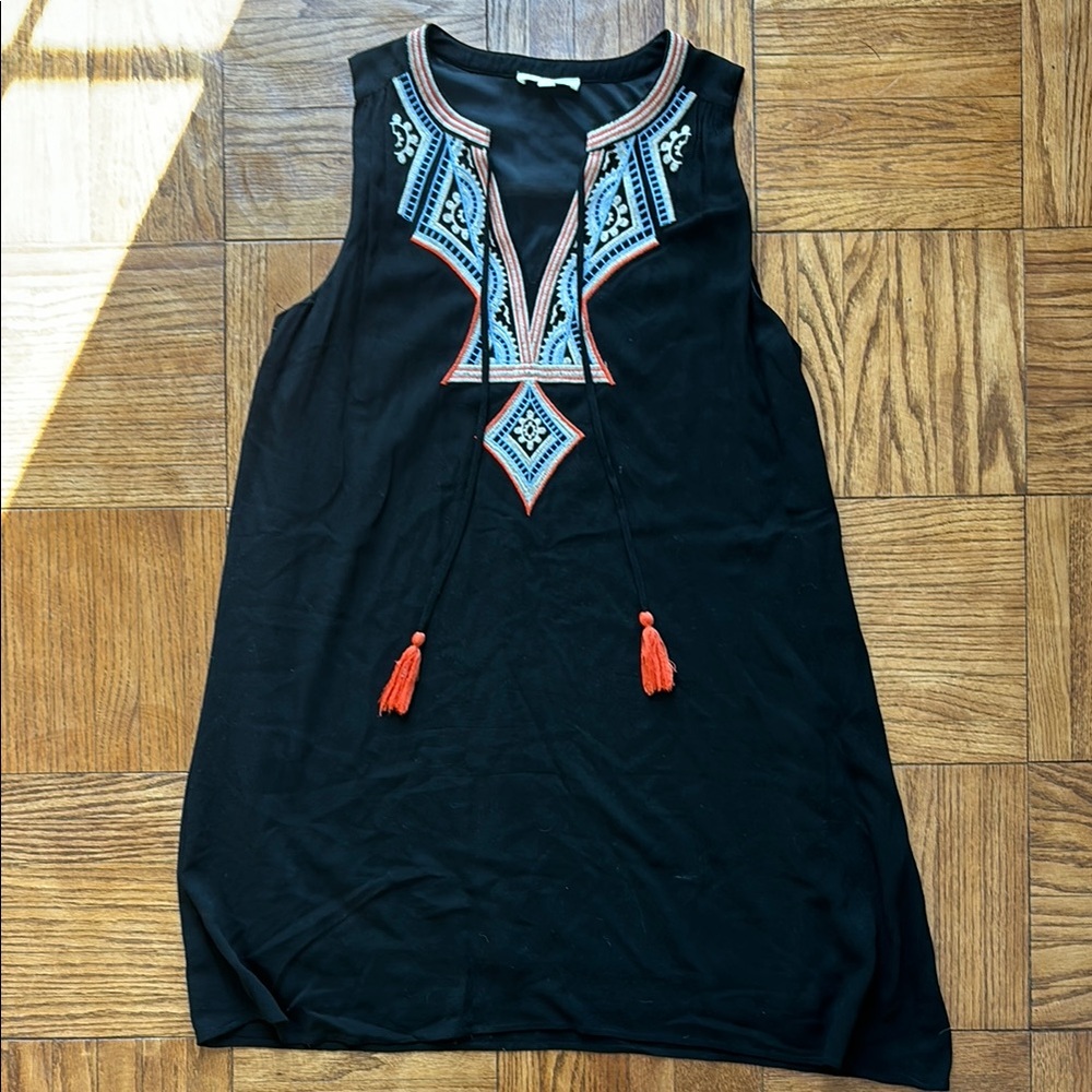 THML Sleeveless Black Boho Shift Dress